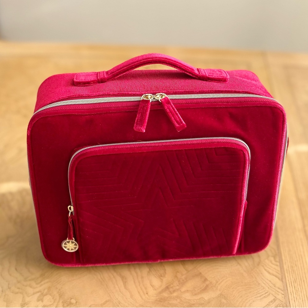 Estée Lauder Red Velvet Travel Makeup Cosmetic Case Bag - Picture 2 of 8